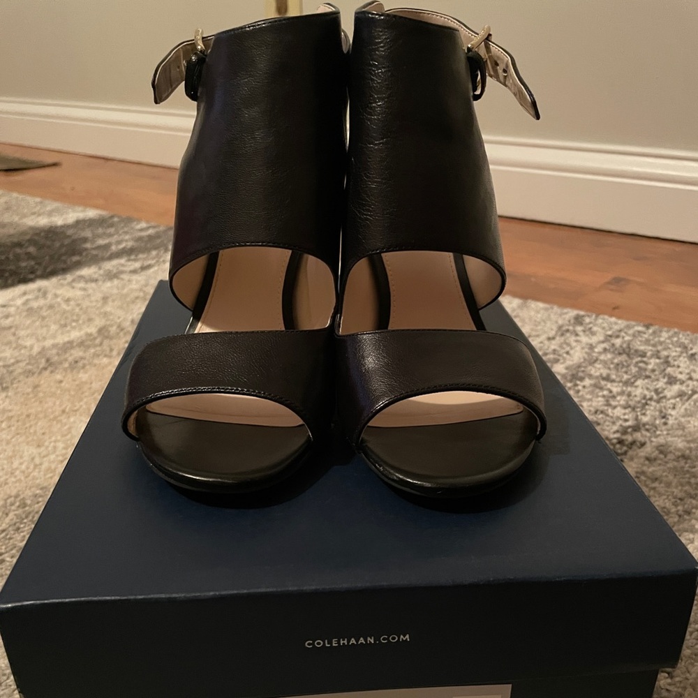 Black peep toe Cole Haan booties